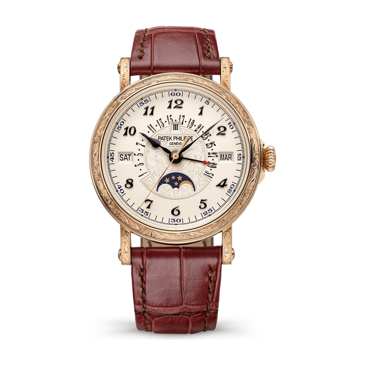 Patek Philippe Grand Complications Silver Rose Gold Alligator Leather 38mm