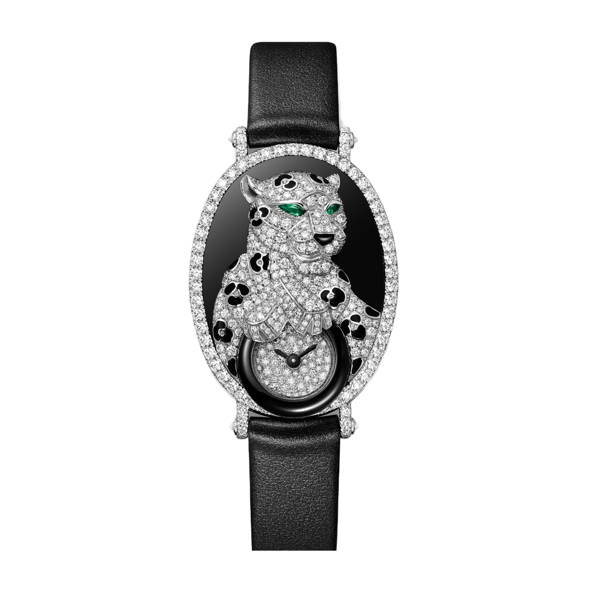Cartier Panthère Jewelry Diamond Pave White Gold Alligator Leather 25.6mm