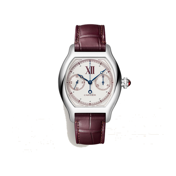 Cartier Tortue Large Silver Platinum Alligator Leather 34.8mm