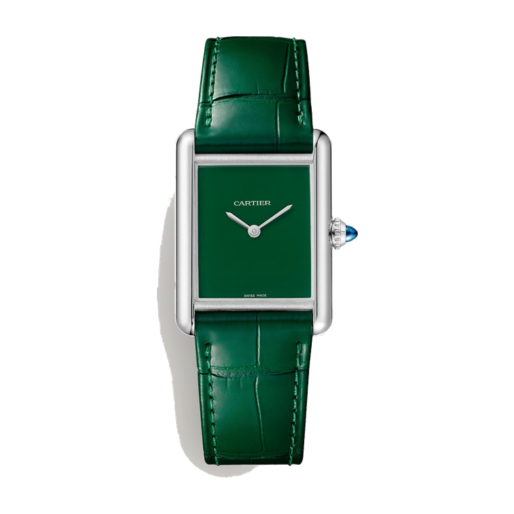 Cartier Tank Must Green Steel Alligator Leather 25.5mm