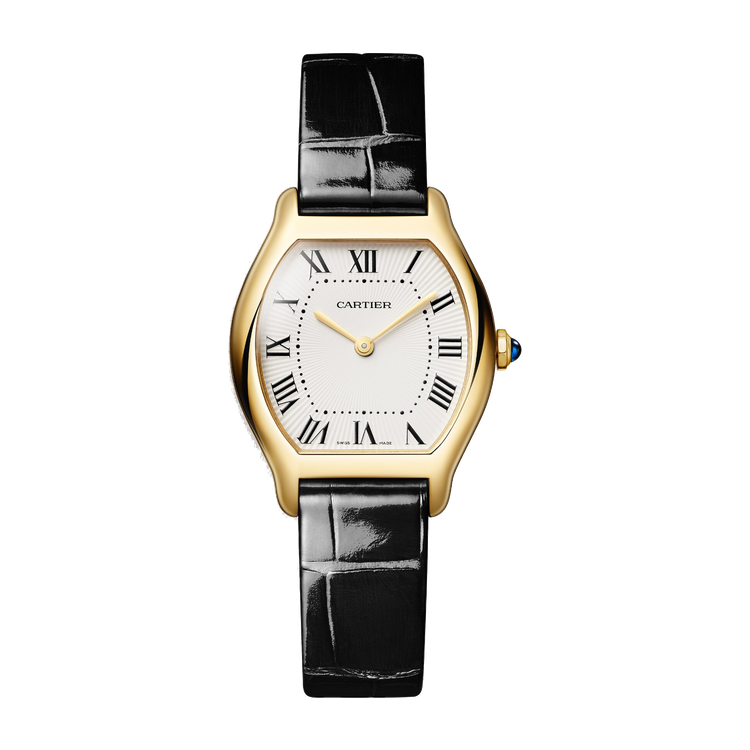 Cartier Tortue Small Champagne Yellow Gold Alligator Leather 26.8mm