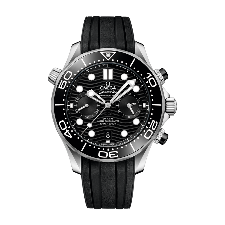 Omega Seamaster Diver 300M Black Steel Rubber 44mm