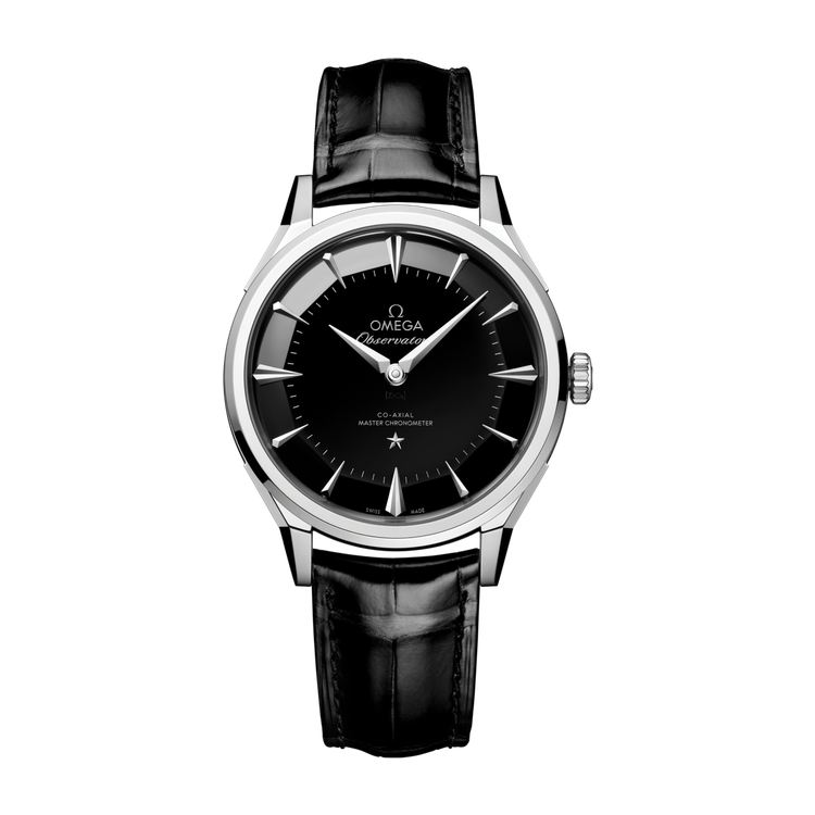 Omega Constellation Globemaster Black Steel Alligator Leather 39.4mm