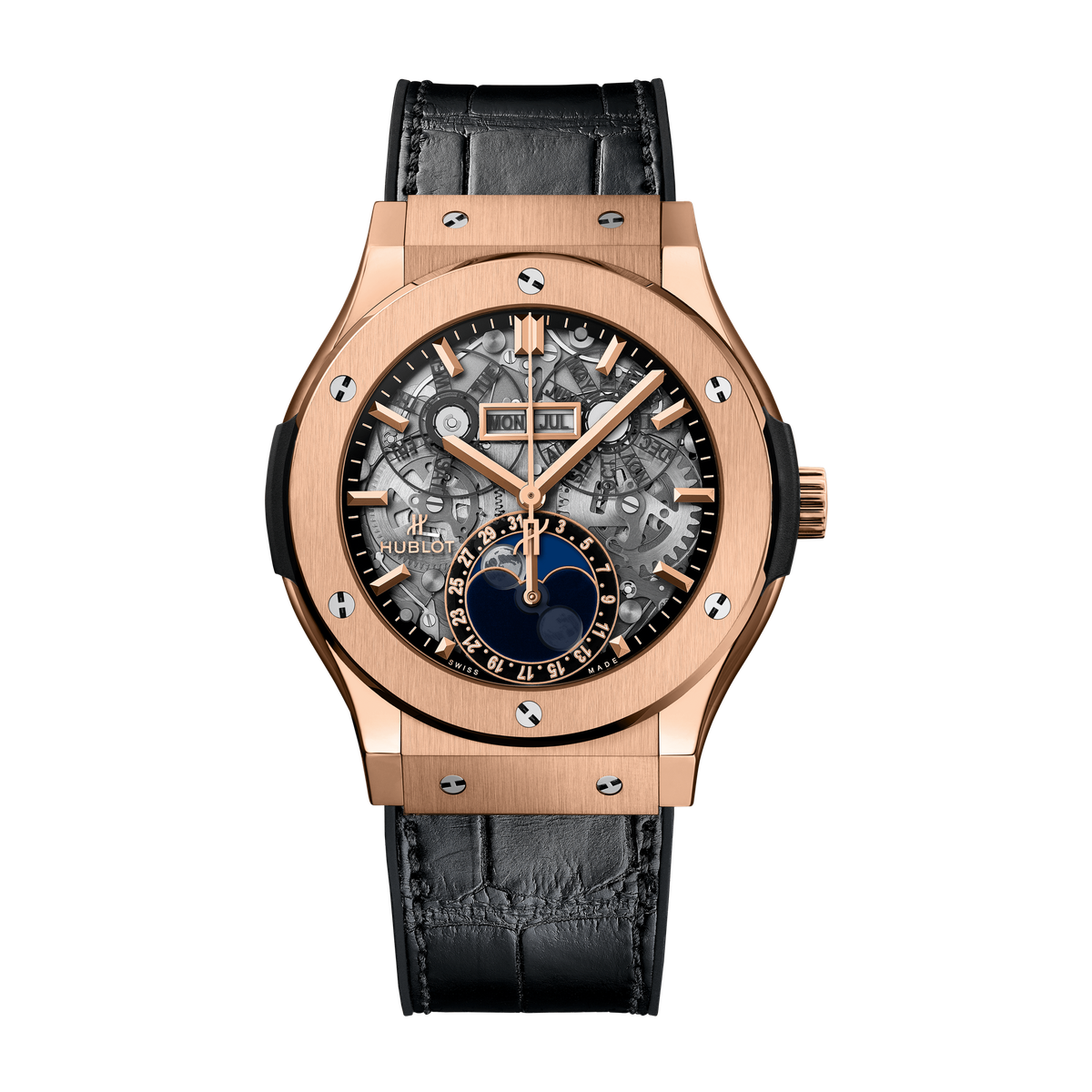 Hublot Classic Fusion Skeleton King Gold Alligator Leather 45mm