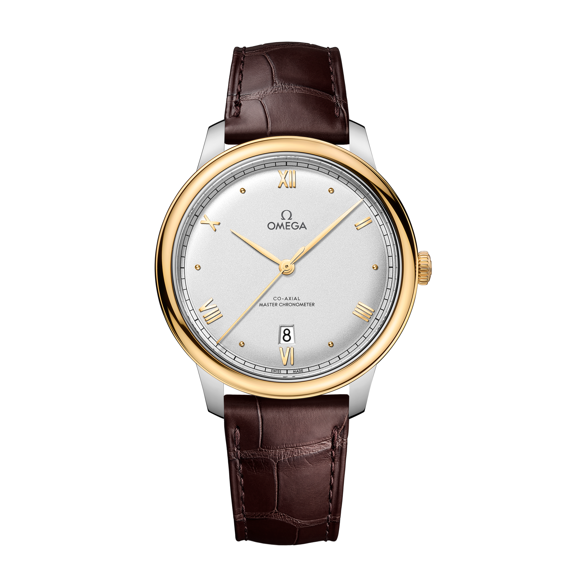 Omega De Ville Prestige Silver Two-Tone Alligator Leather 40mm