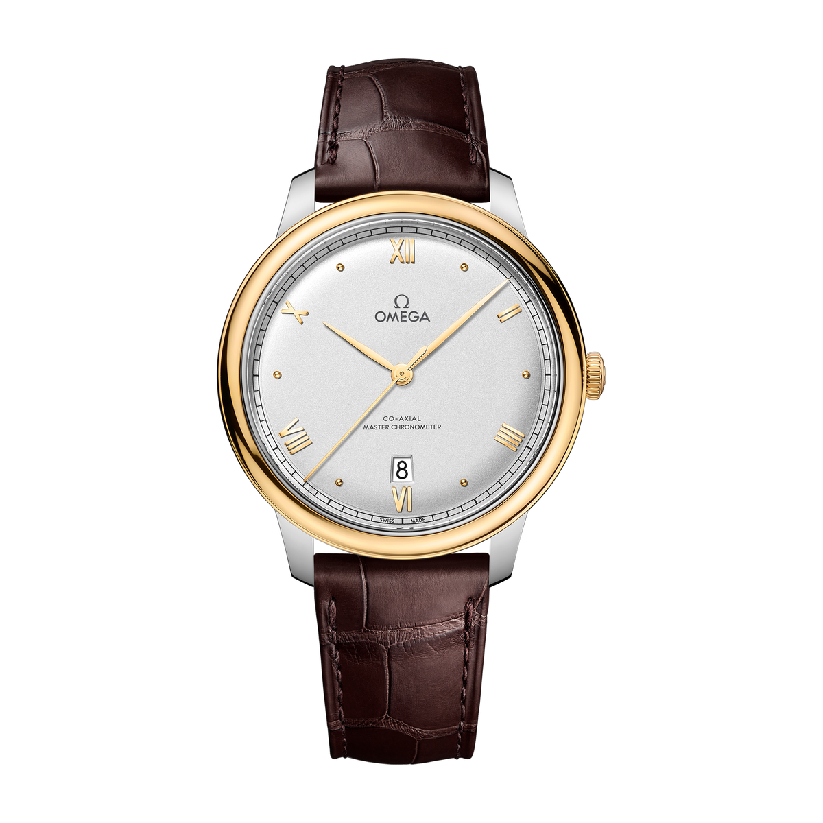 Omega De Ville Prestige Silver Two-Tone Alligator Leather 40mm