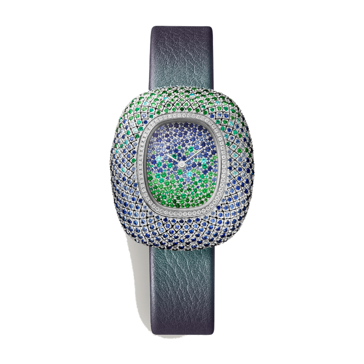 Cartier Coussin de Cartier Medium Diamond Pave White Gold Leather 31.9mm