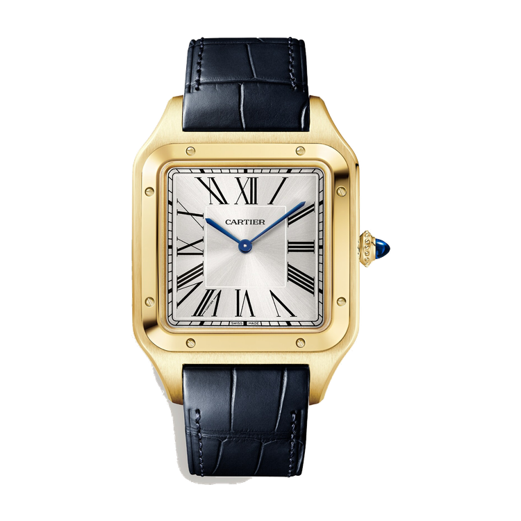 Cartier Santos-Dumont Extra Large Silver Yellow Gold Alligator Leather 33.9mm
