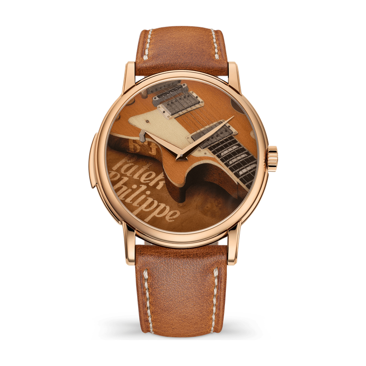 Patek Philippe "Electric Guitar" Rare Handcrafts Brown Rose Gold Leather 42mm