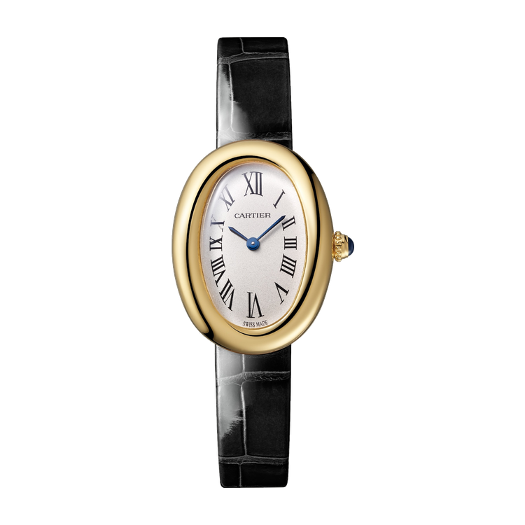 Cartier Baignoire Small Silver Yellow Gold Alligator Leather 23.1mm