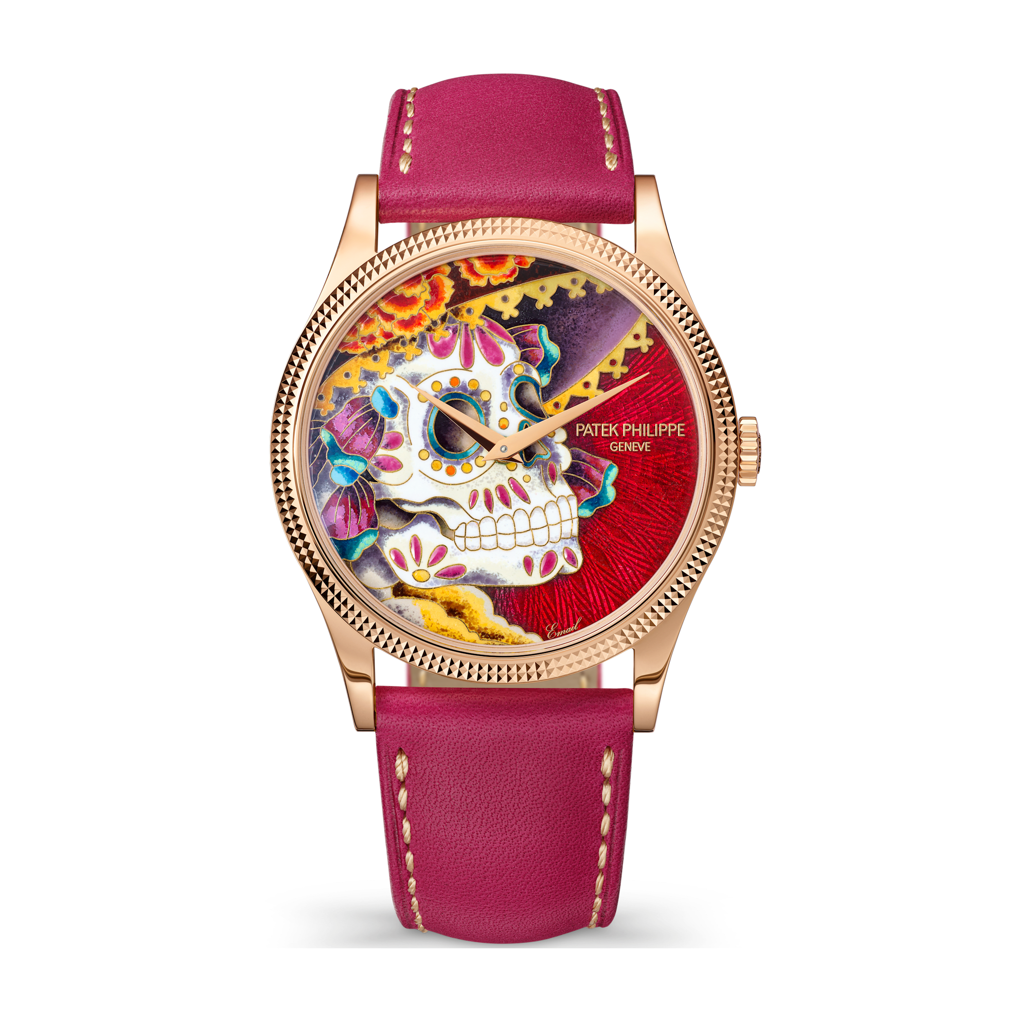 Patek Philippe "La Catrina" Rare Handcrafts Champagne Rose Gold Leather 38mm