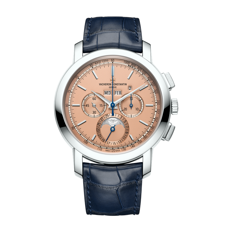 Vacheron Constantin Traditionnelle Perpetual Calendar Chronograph Salmon Platinum Alligator Leather 43mm