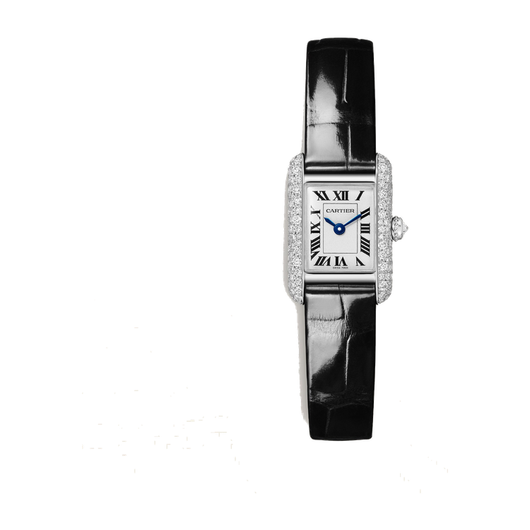 Cartier Tank Louis Cartier Silver White Gold Alligator Leather 16.5mm