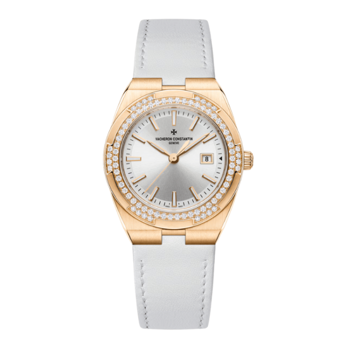 Vacheron Constantin Overseas Quartz Silver Rose Gold Rubber 33mm