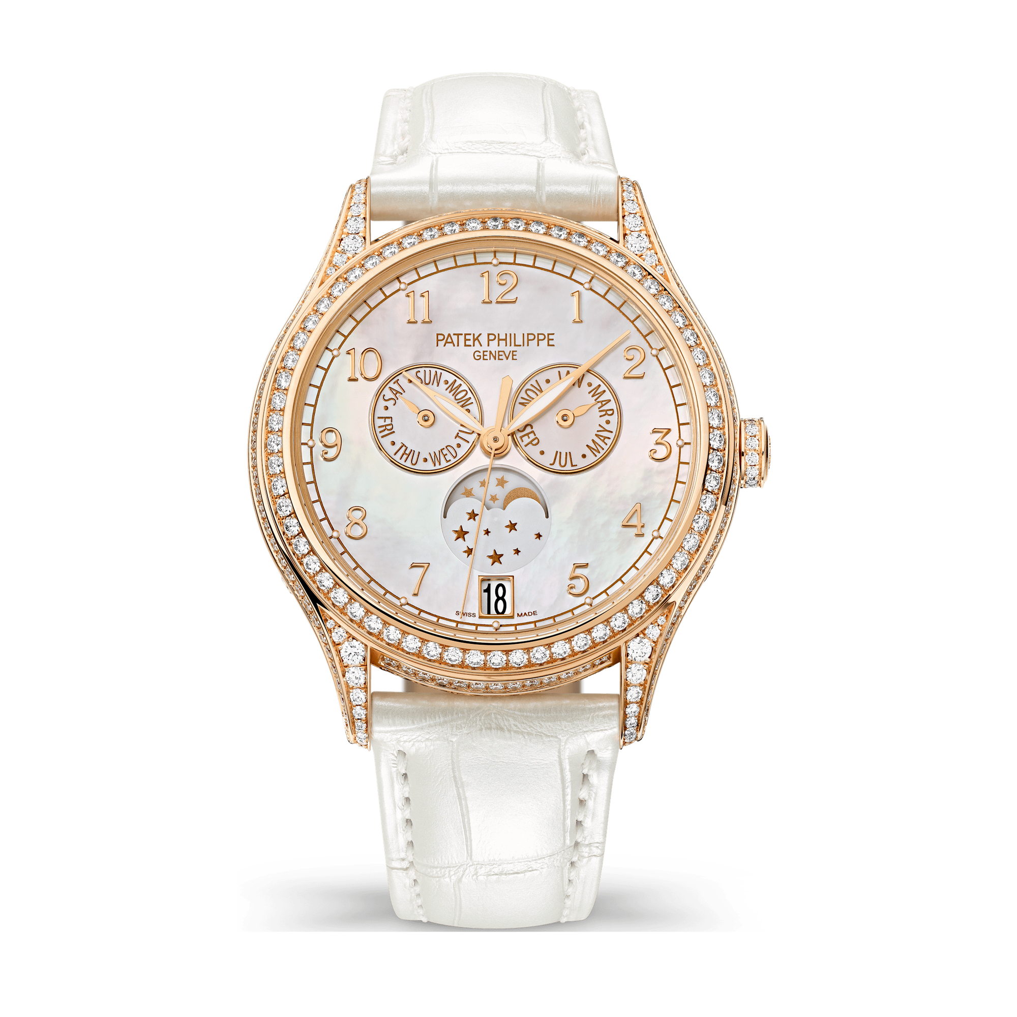 Patek Philippe Complications White Rose Gold Alligator Leather 38mm