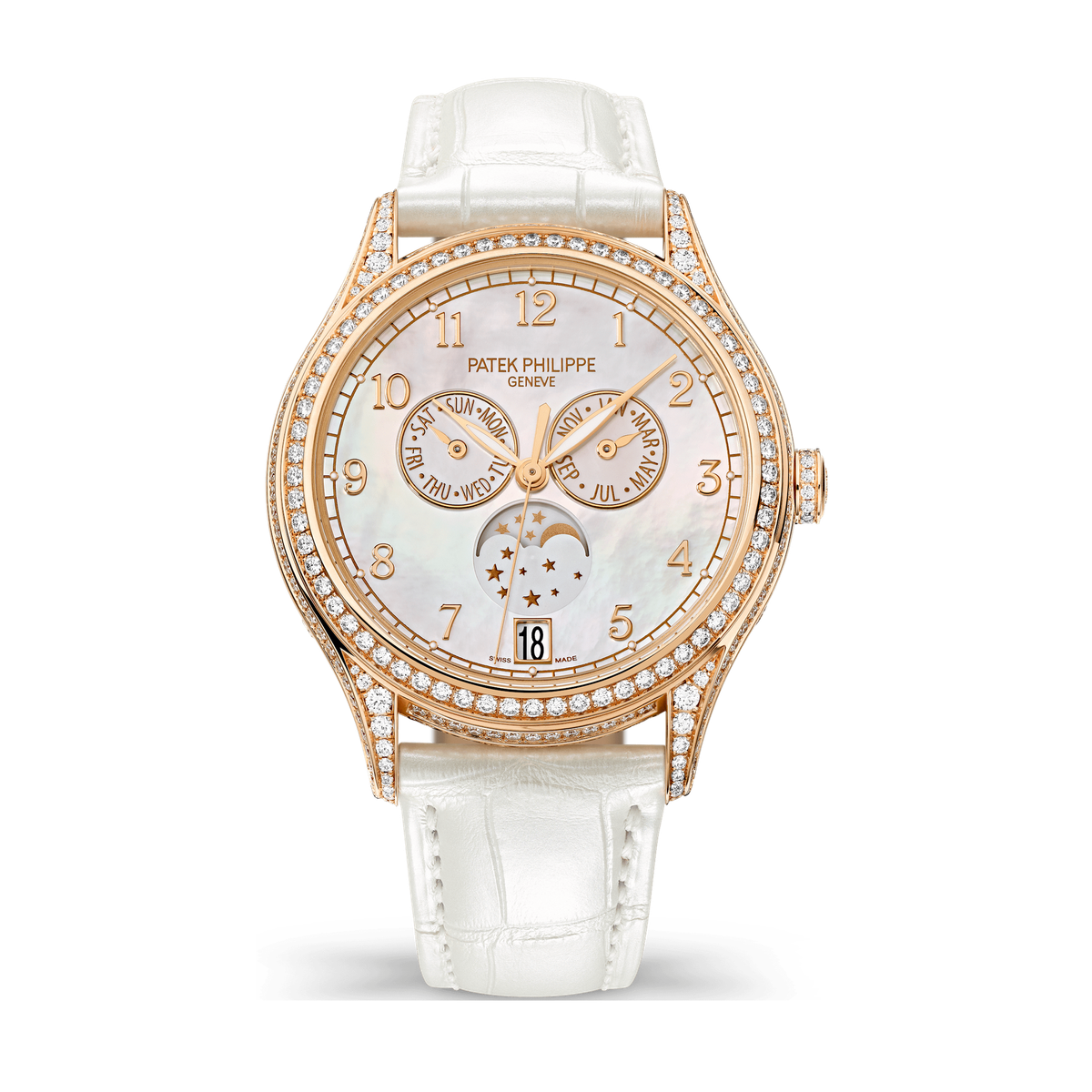 Patek Philippe Complications White Rose Gold Alligator Leather 38mm