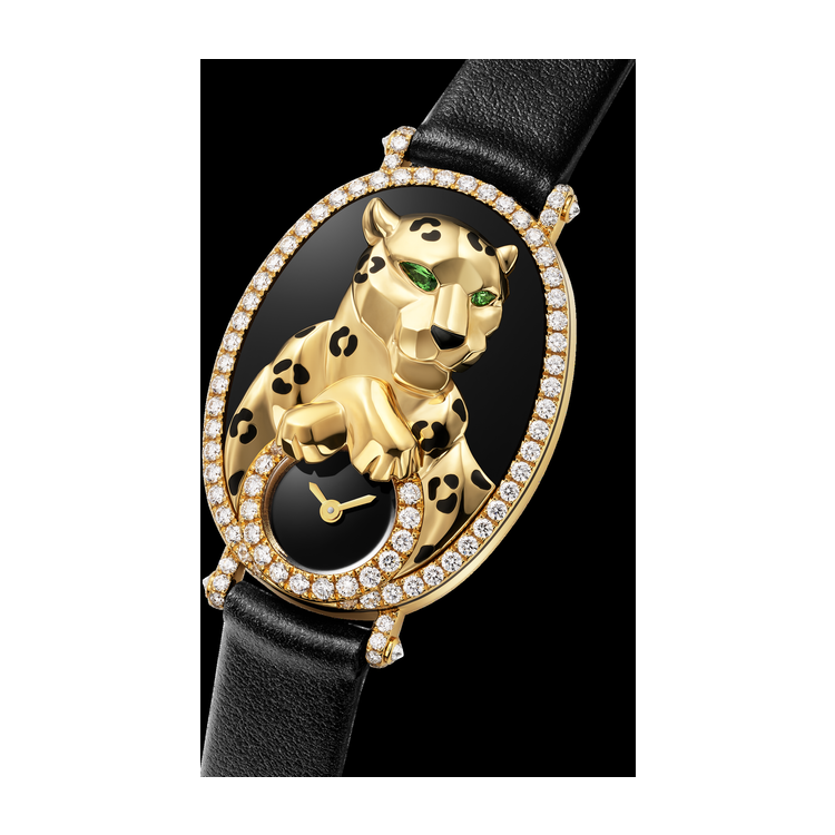 Cartier Panthère Jewelry Black Yellow Gold Alligator Leather 25.6mm