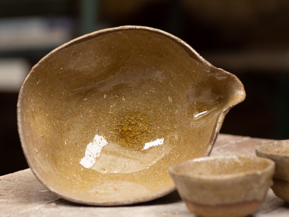 Inside of open pouring bowl