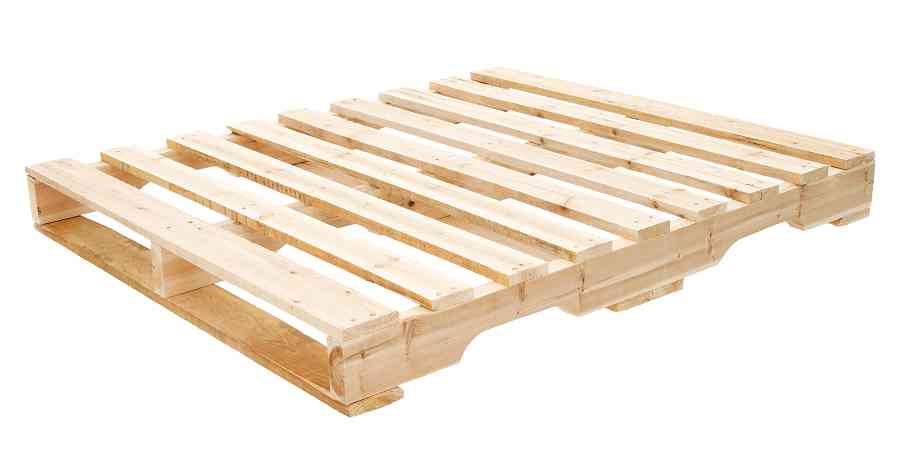 A photo of a GMA wood pallet on a white background