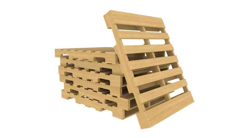 A stack of GMA wood pallets on white background