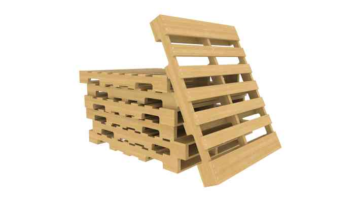 A stack of GMA wood pallets on white background