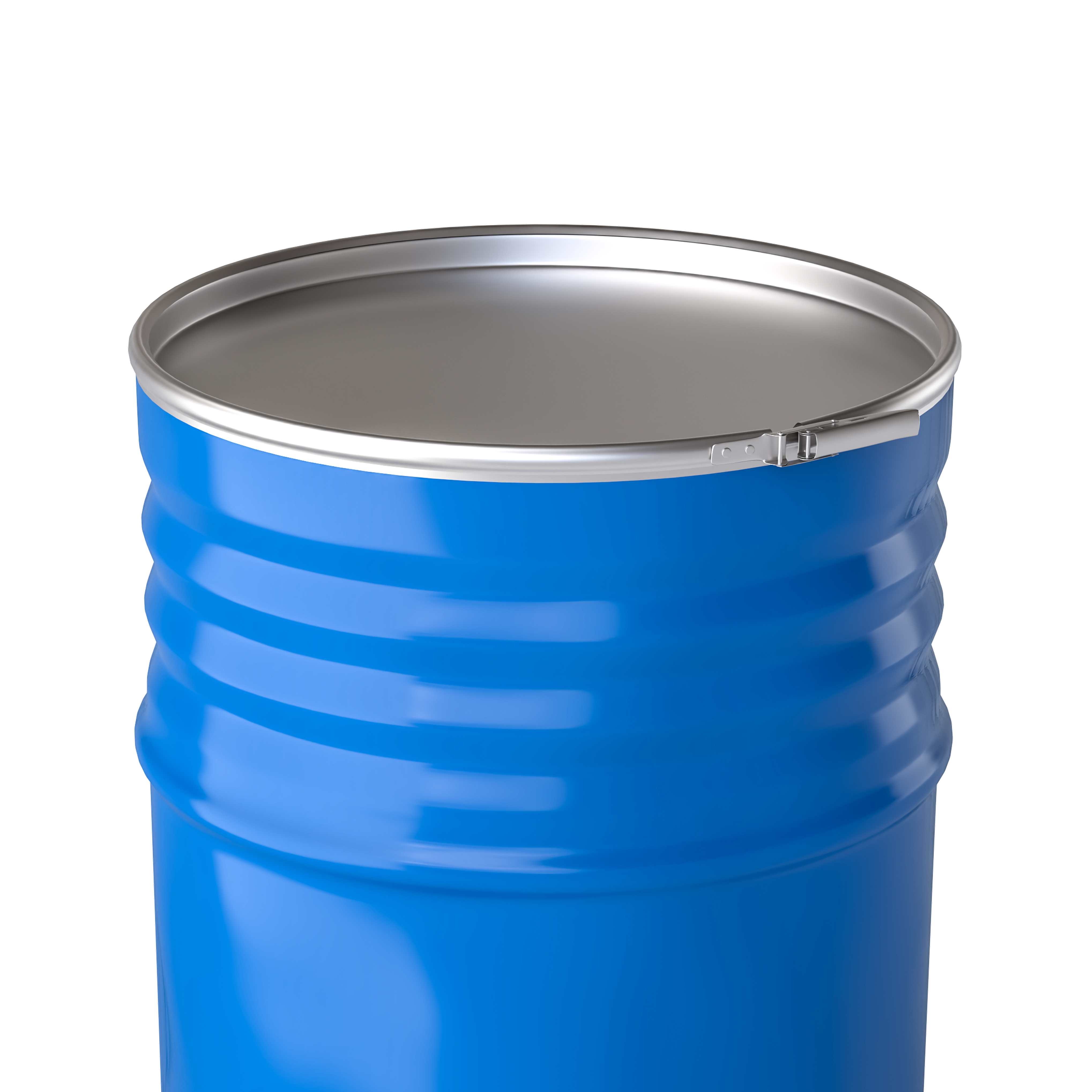 Photo of an open-head (lever-lock) steel drum