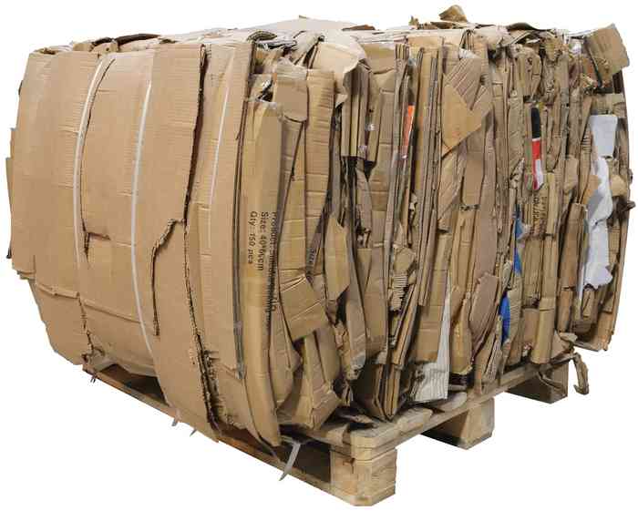 Photo of used cardboard banded on a pallet