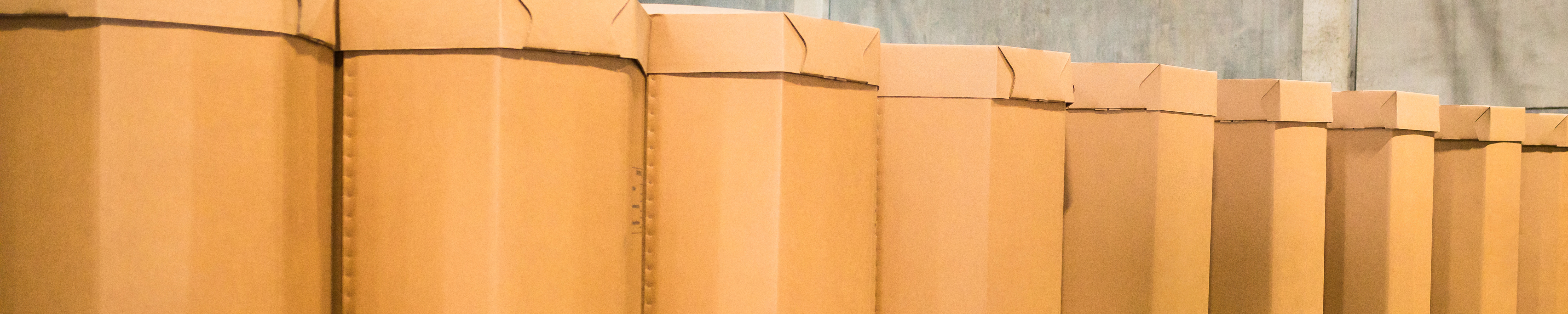 Photo of a row of Gaylord octabin boxes