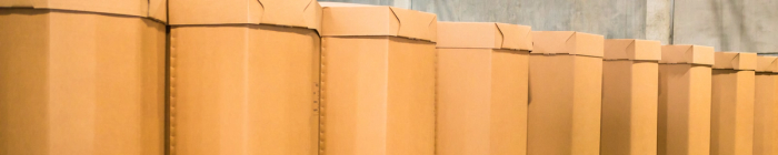 Photo of a row of Gaylord octabin boxes