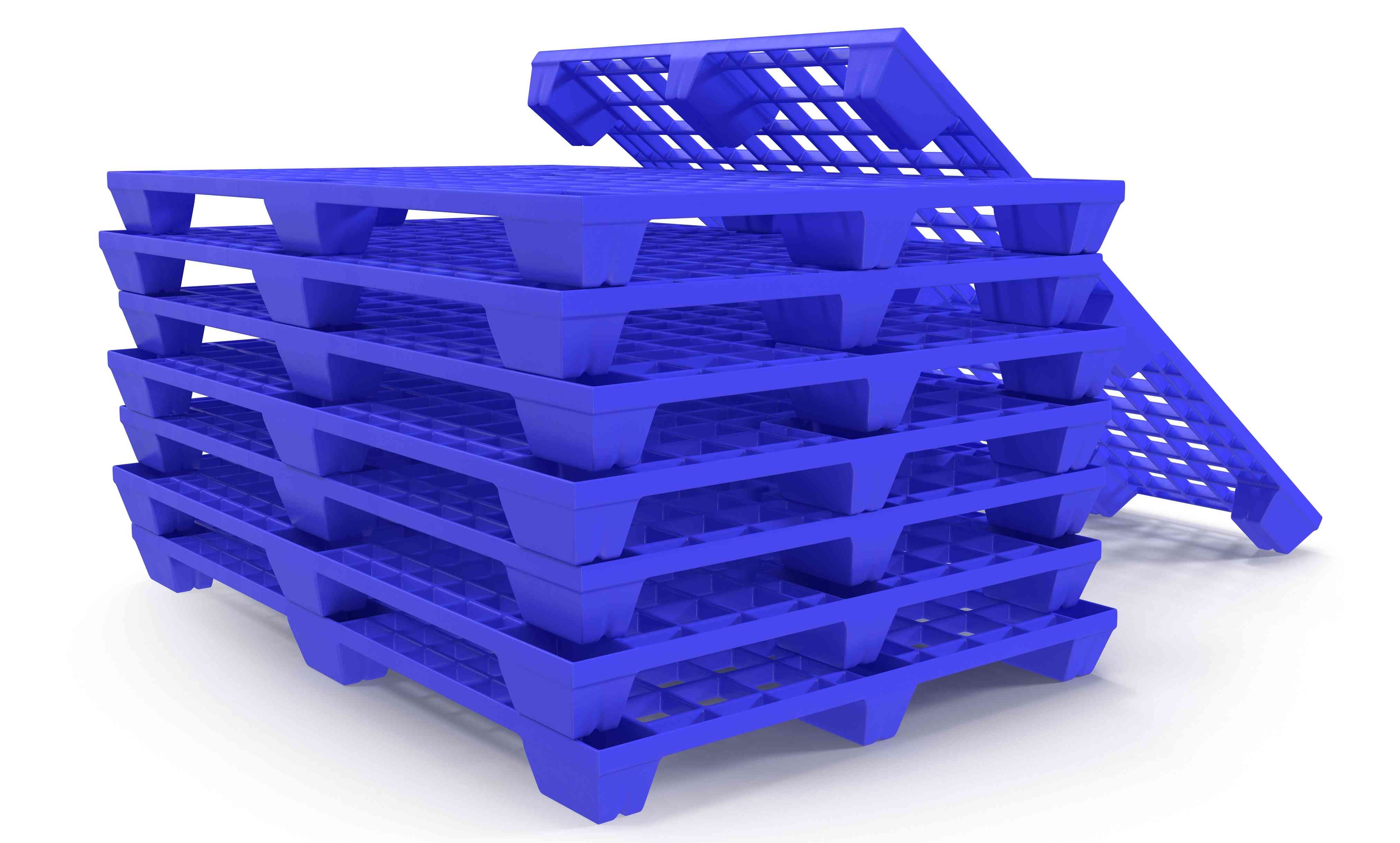 Photo of a stack of nestable plastic pallets