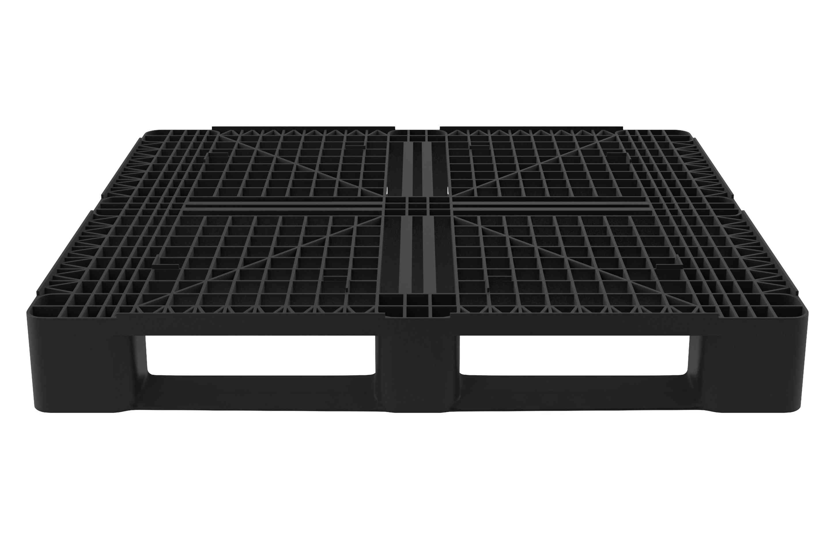 Image of a black, 48 x 48 plastic pallet