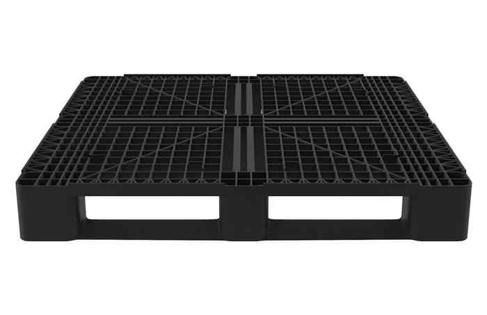 Image of a black, 48 x 48 plastic pallet
