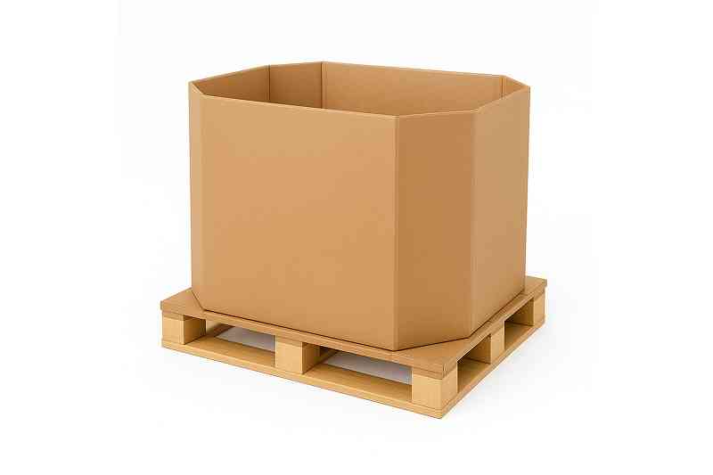 image of an octagonal Gaylord box on a pallet