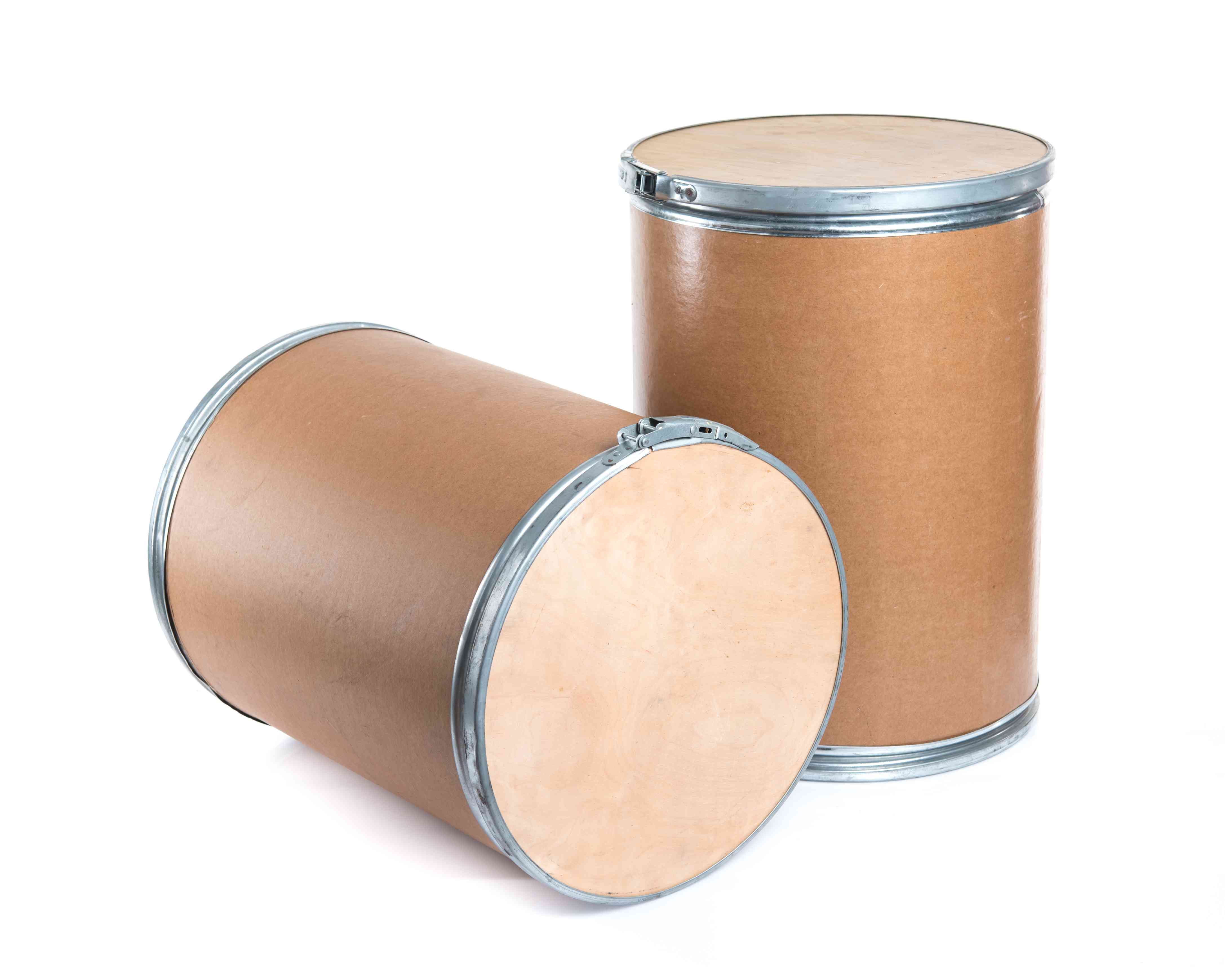 Photo of two fiber drums