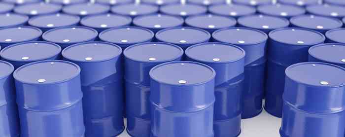 Image of blue 55 gallon steel drums