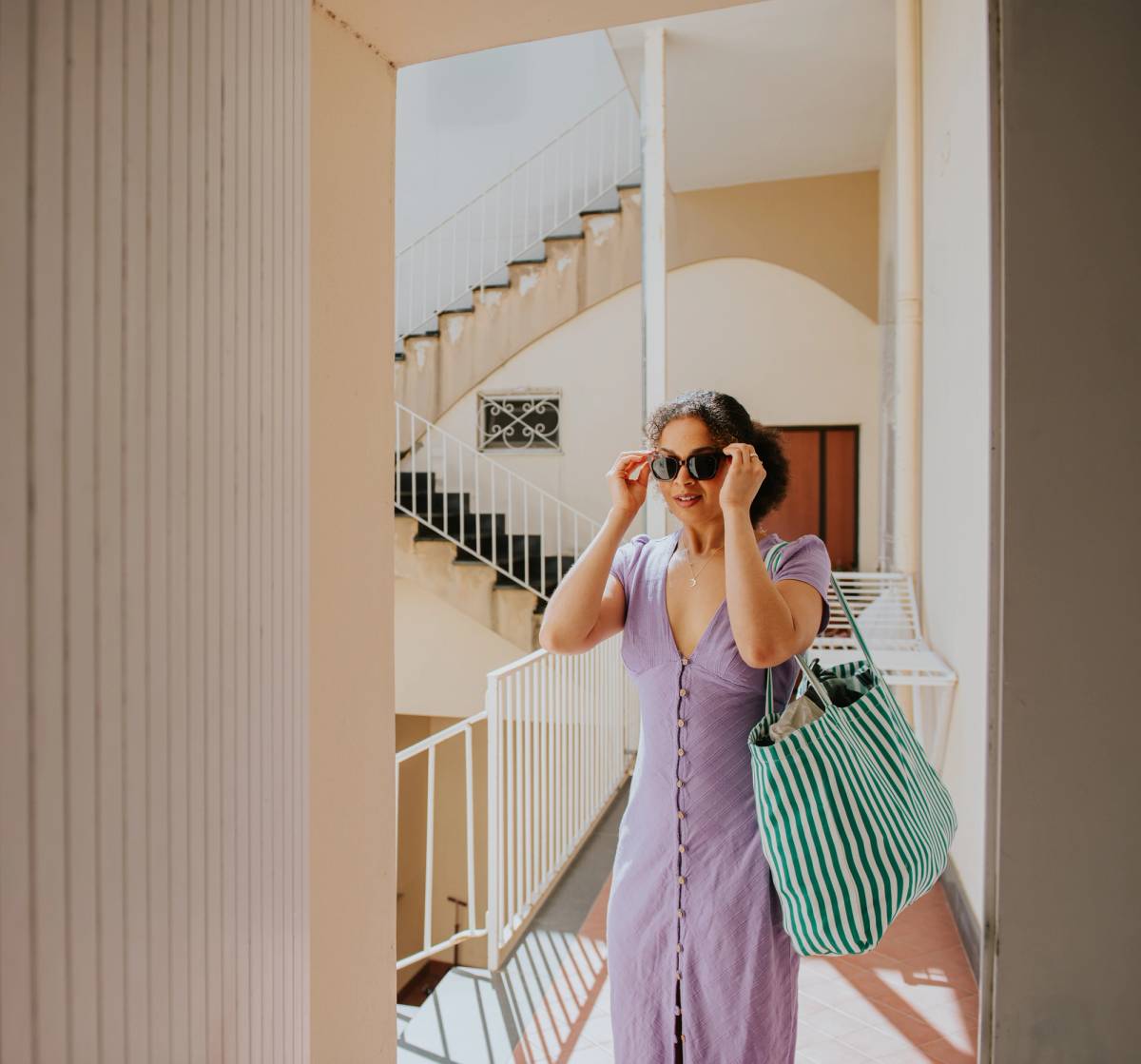 My best weekend bag and my favorite statement sunglasses.