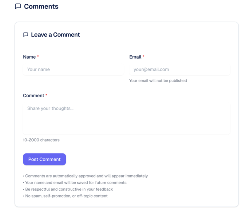 comment form