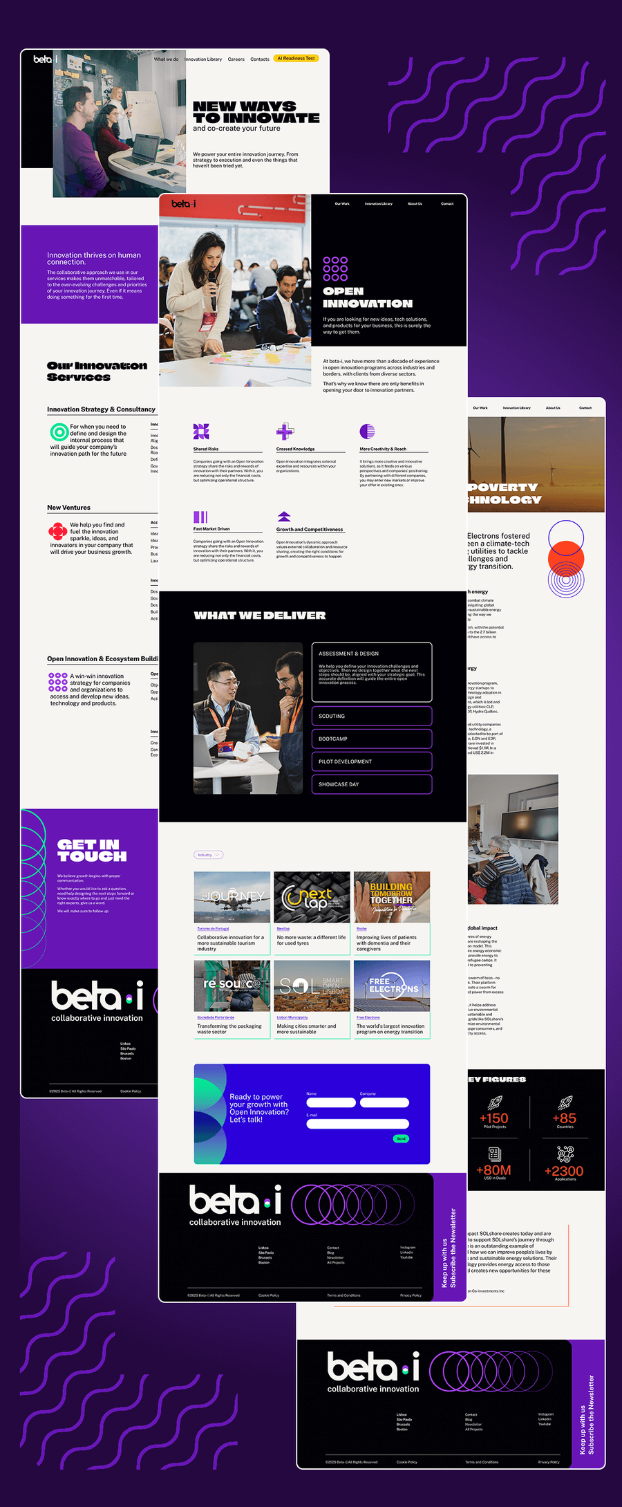 screenshot of some pages of the website