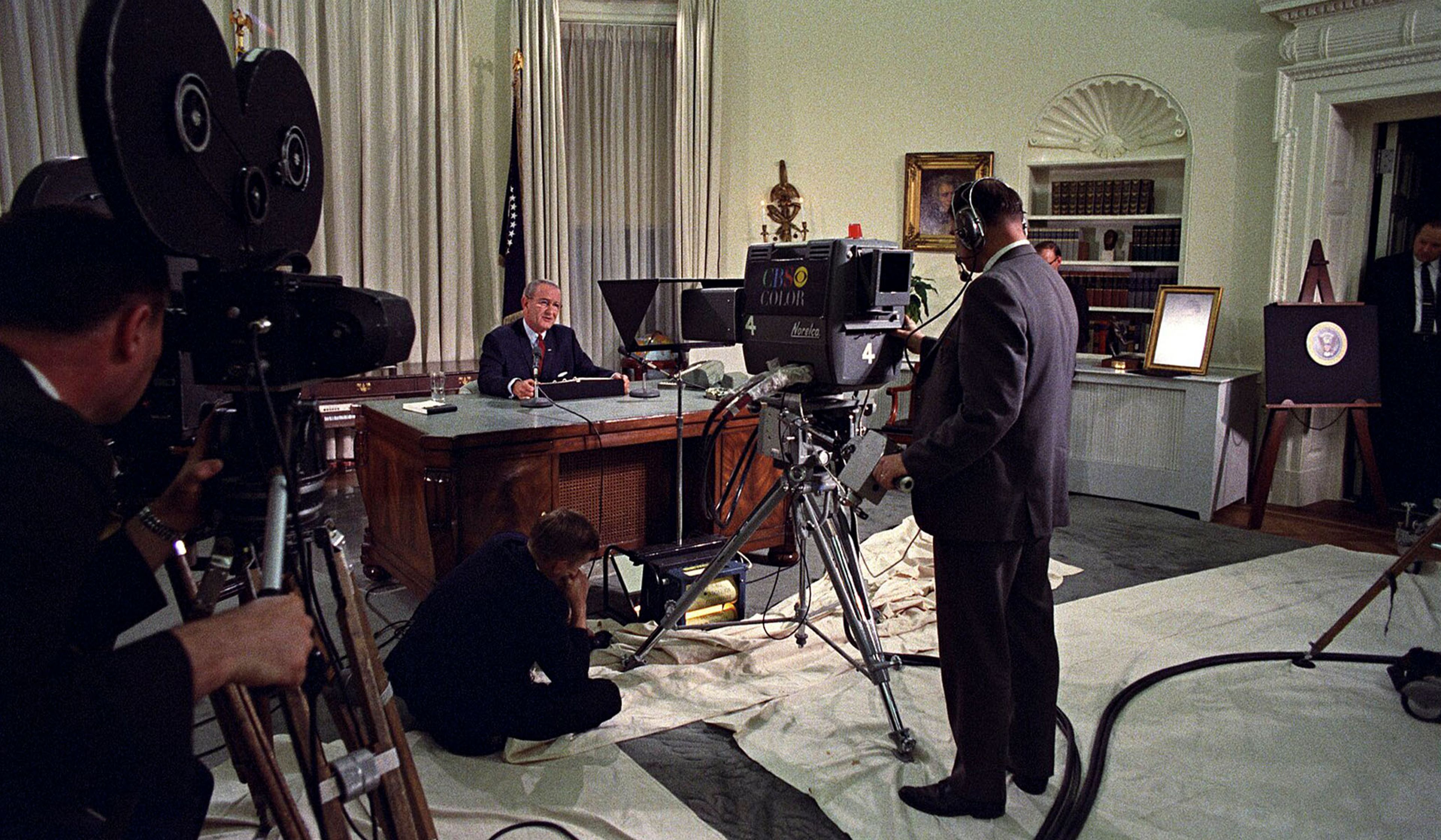 President Lyndon B. Johnson addresses the country, announcing a bombing halt in Vietnam and his intention not to run for reelection.