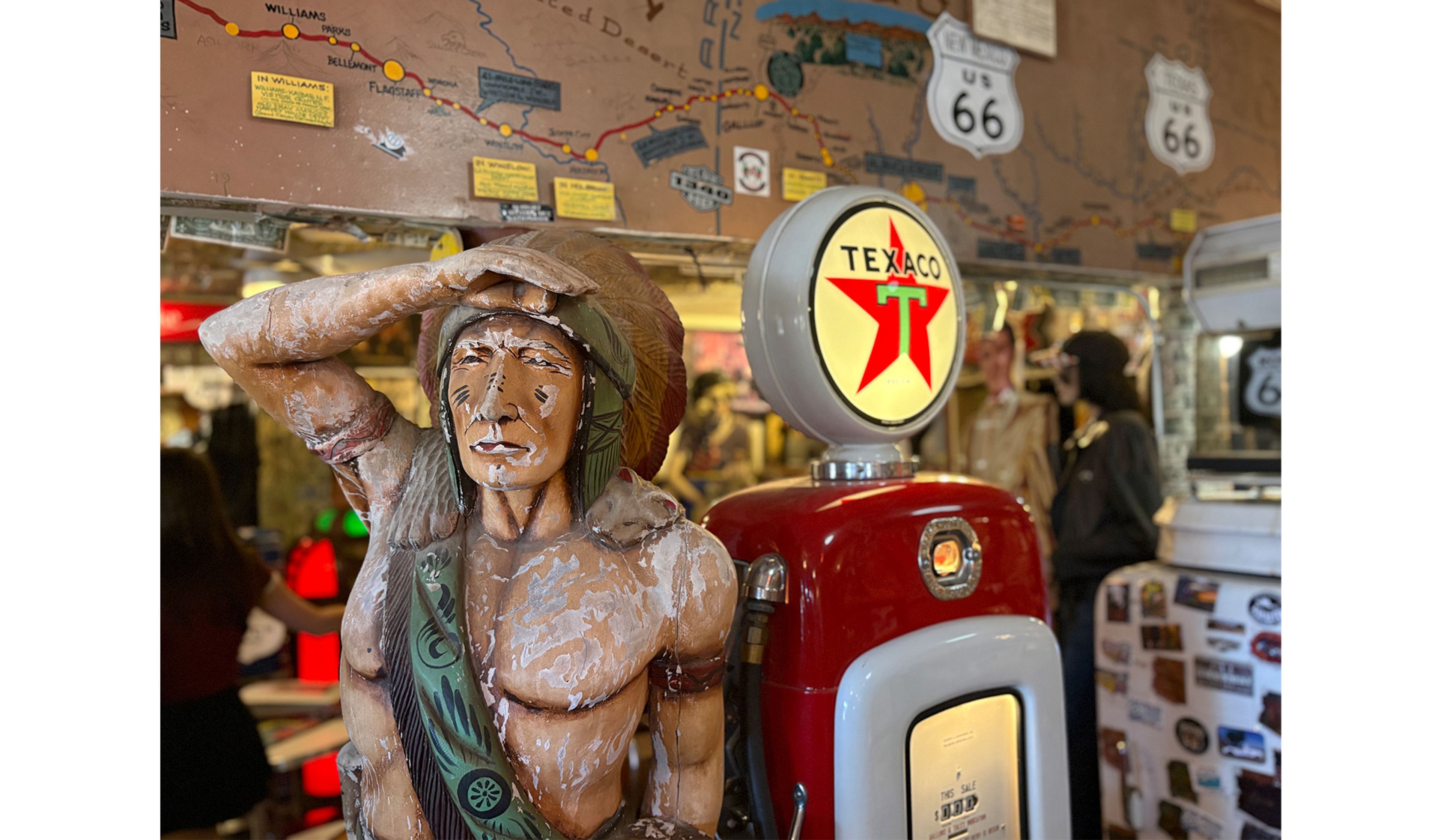 Cigar store Indian and gas pump, Hackberry, Ariz.