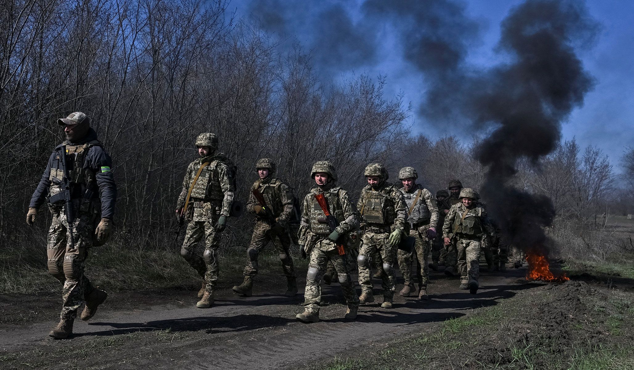 New recruits of the 118th Separate Mechanized Brigade of the Ukrainian Armed Forces attend their first military training near a frontline in Zaporizhzhia Region, Ukraine, April 5, 2026.