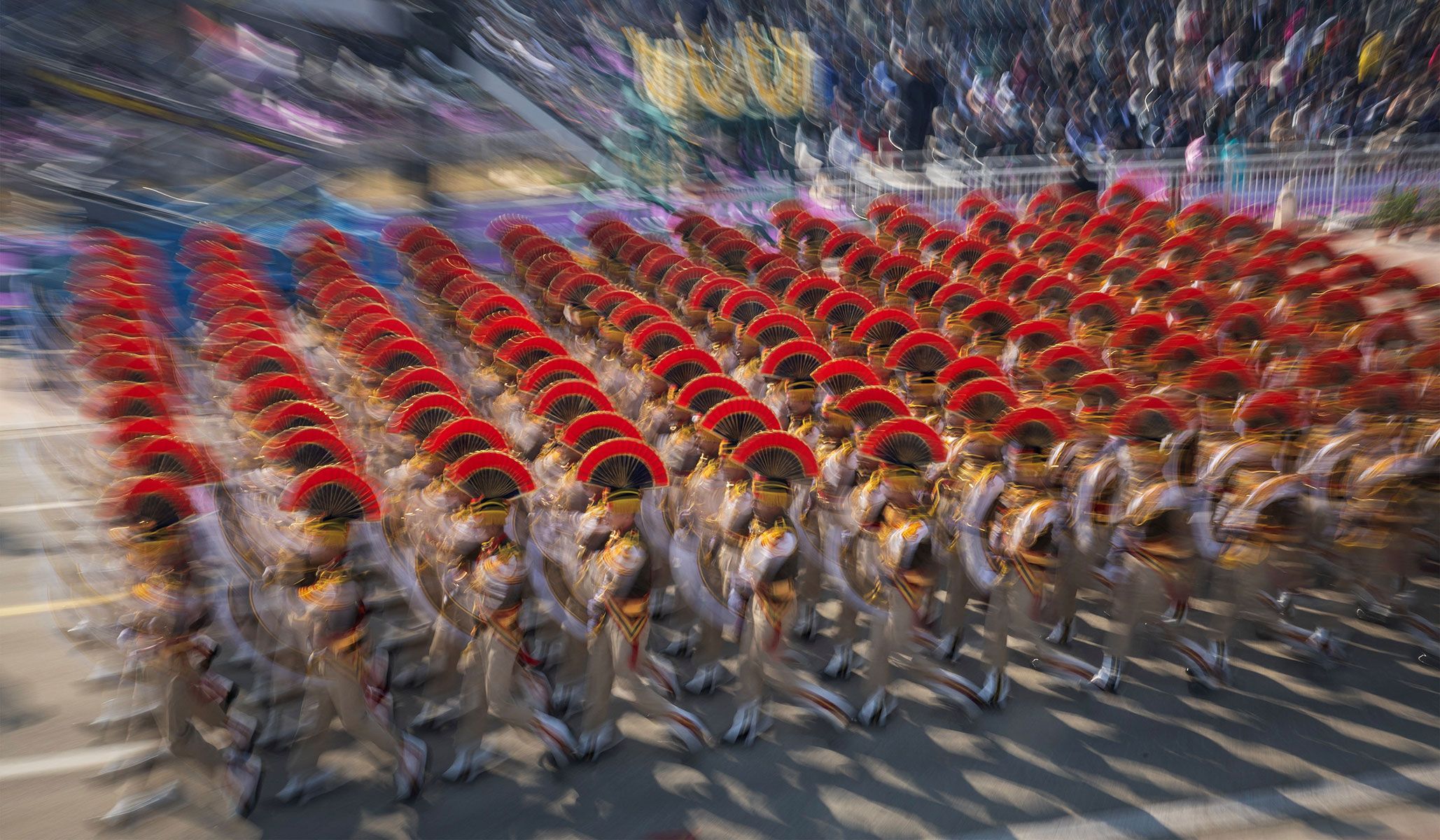 Indian soldiers march during the Republic Day parade in New Delhi, India, January 26, 2026.