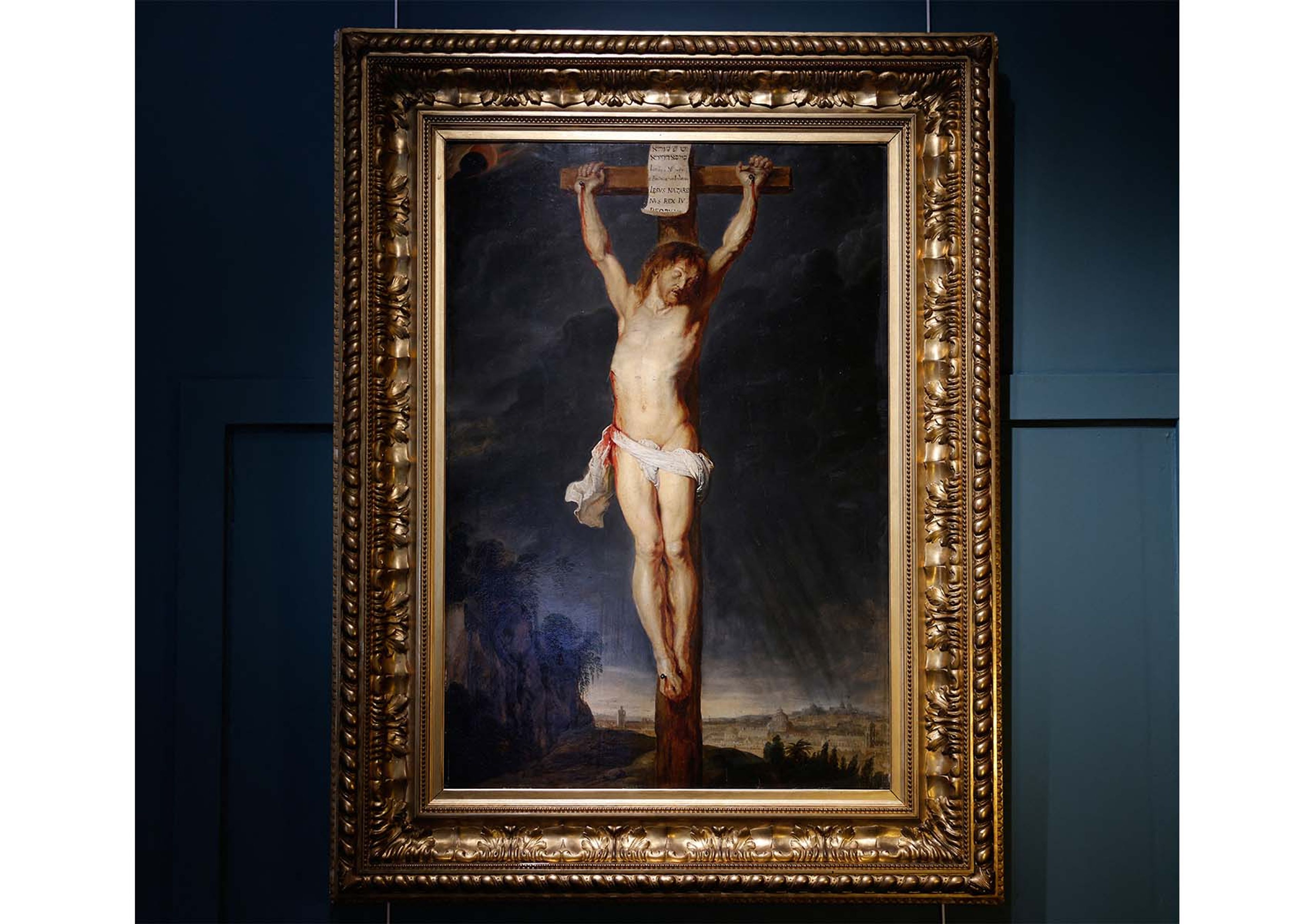 Christ on the Cross by Peter Paul Rubens is displayed at the Osenat auction house in Fontainebleau, France, September 11, 2025.
