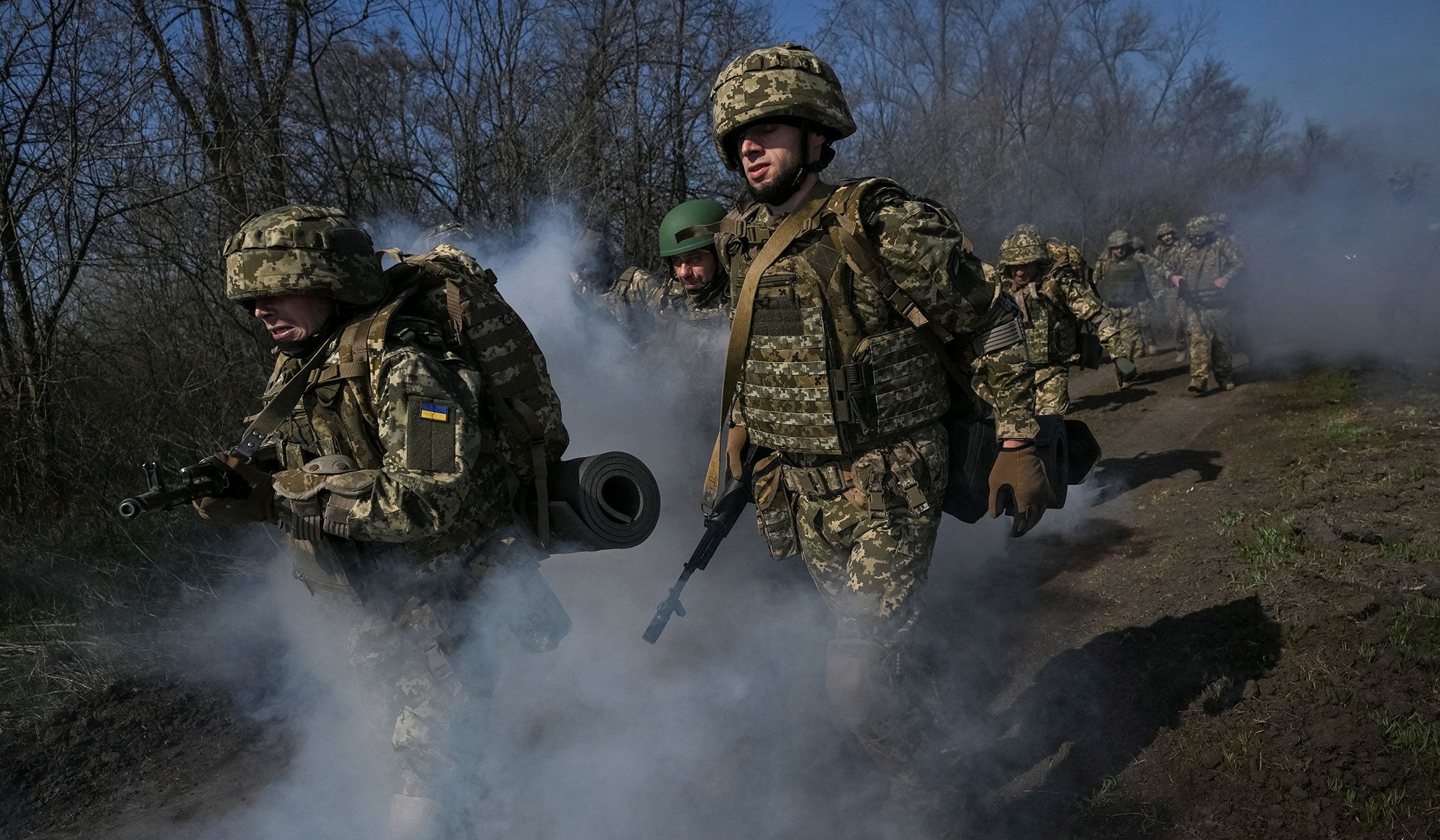 New recruits of the 118th Separate Mechanized Brigade of the Ukrainian Armed Forces attend their first military training near a frontline in Zaporizhzhia Region, Ukraine, April 5, 2026.