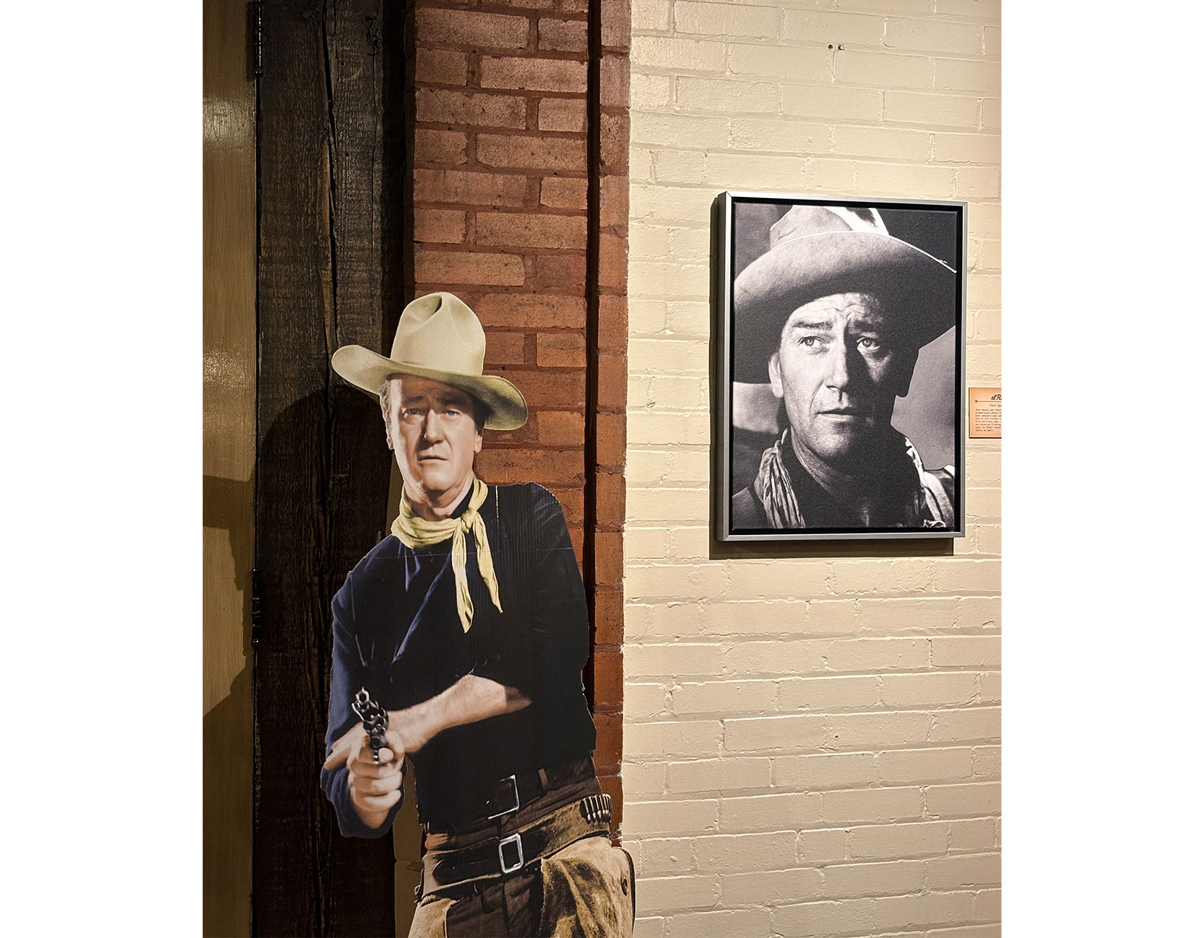 John Wayne cutout and photograph, Hotel El Rancho, Gallup, N.M.