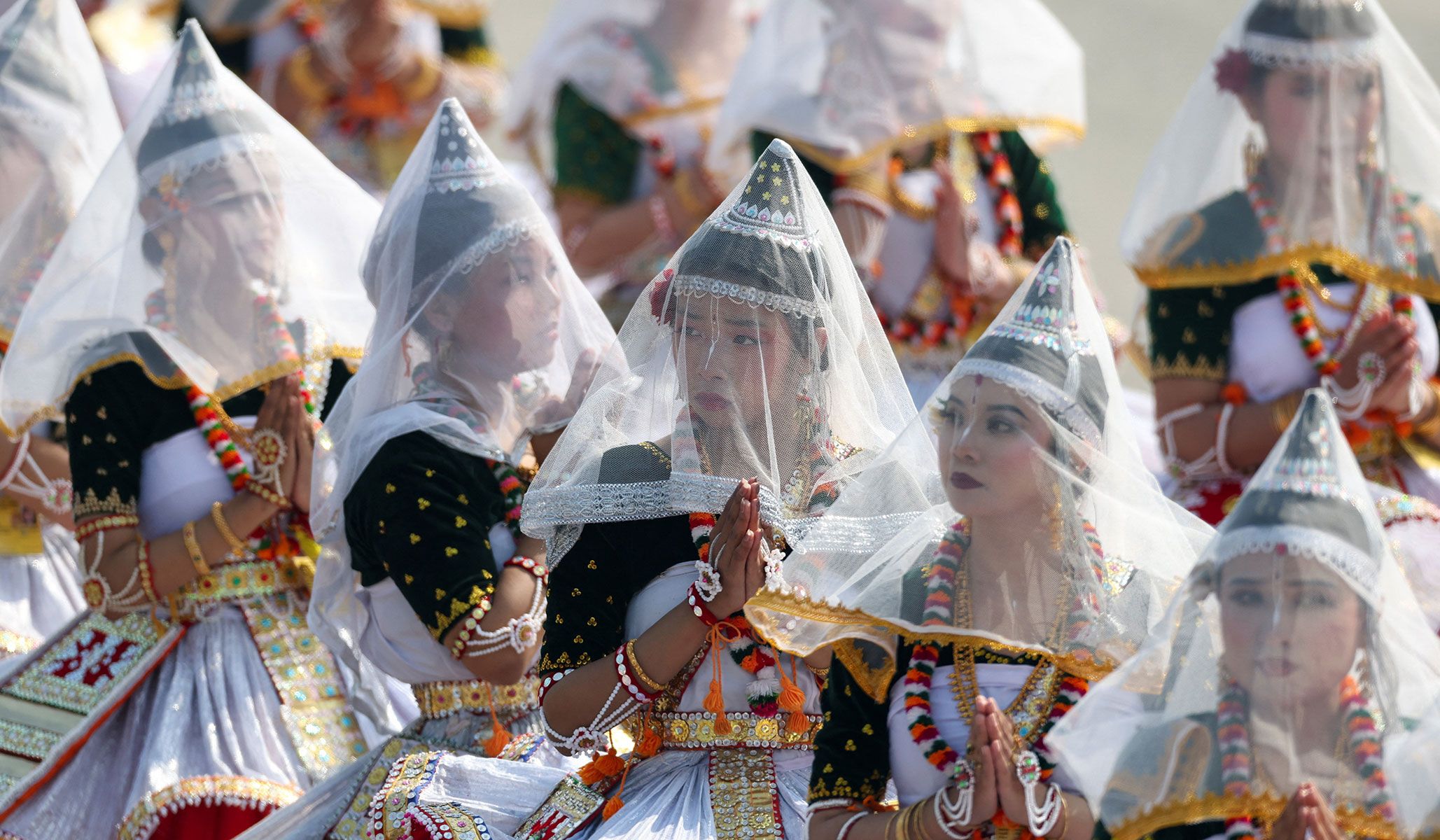 Indian folk dancers perform during the Republic Day parade in New Delhi, India, January 26, 2026.