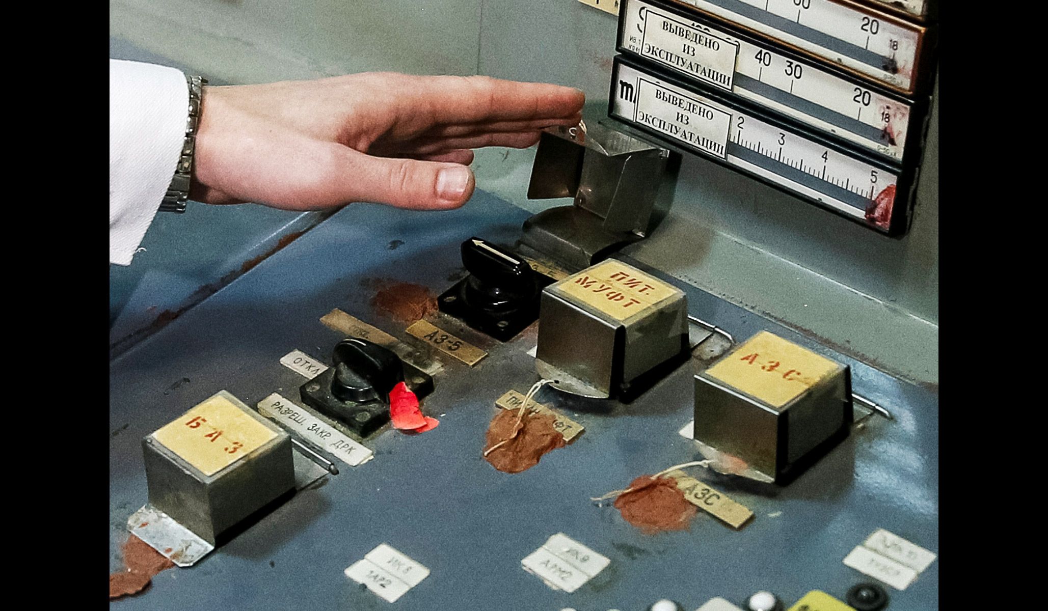 A control panel in a control center of the stopped third reactor at the Chernobyl nuclear power plant in Chernobyl, Ukraine, April 20, 2018.