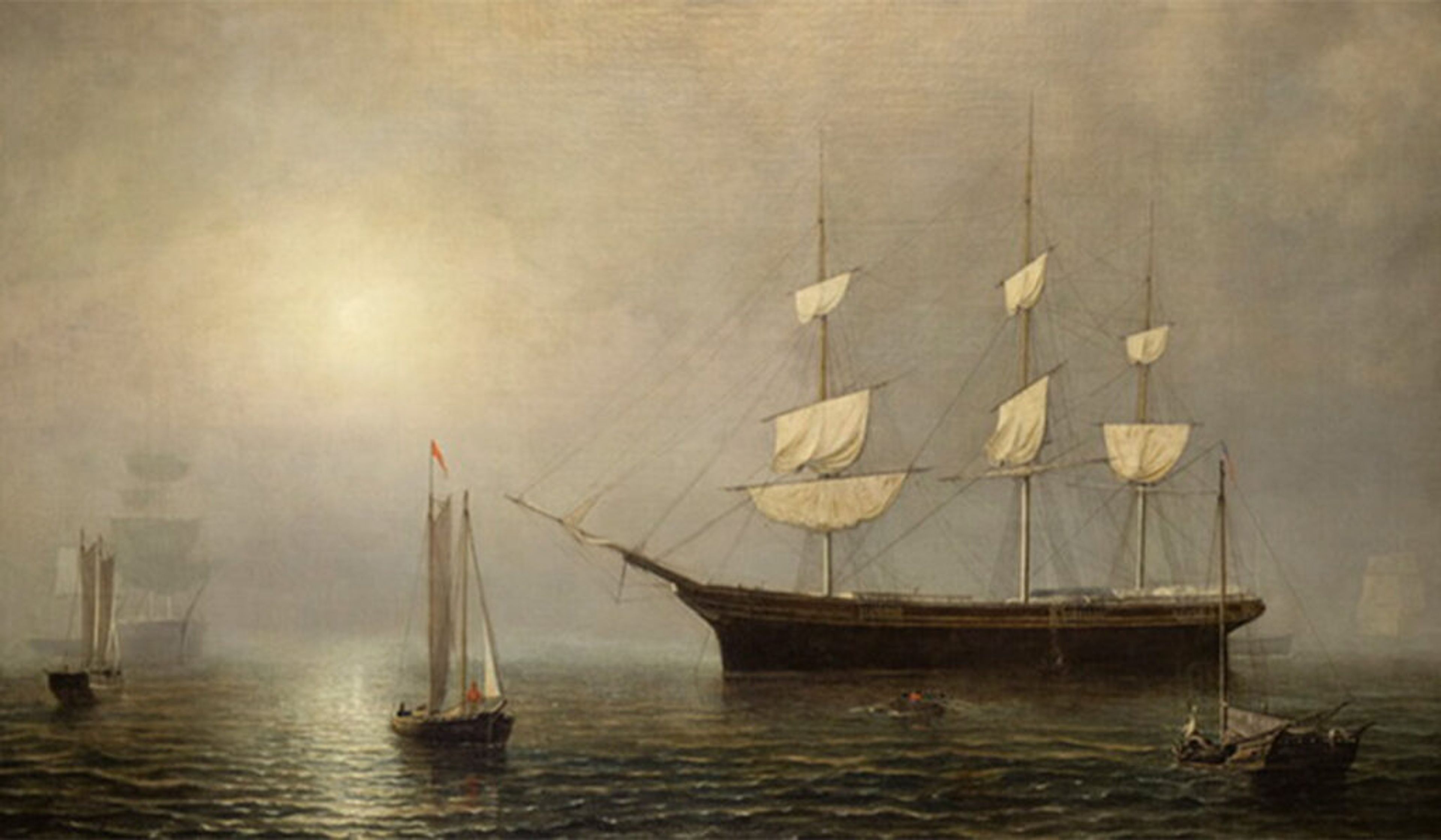 Fitz Henry Lane, Starlight in Fog , 1860, oil on canvas, museum purchase.