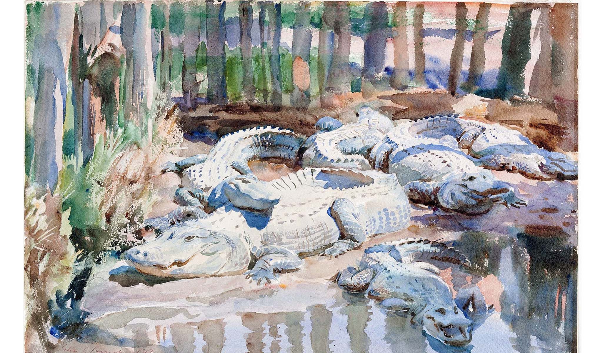 John Singer Sargent, Muddy Alligators , 1917, watercolor over graphite on paper.