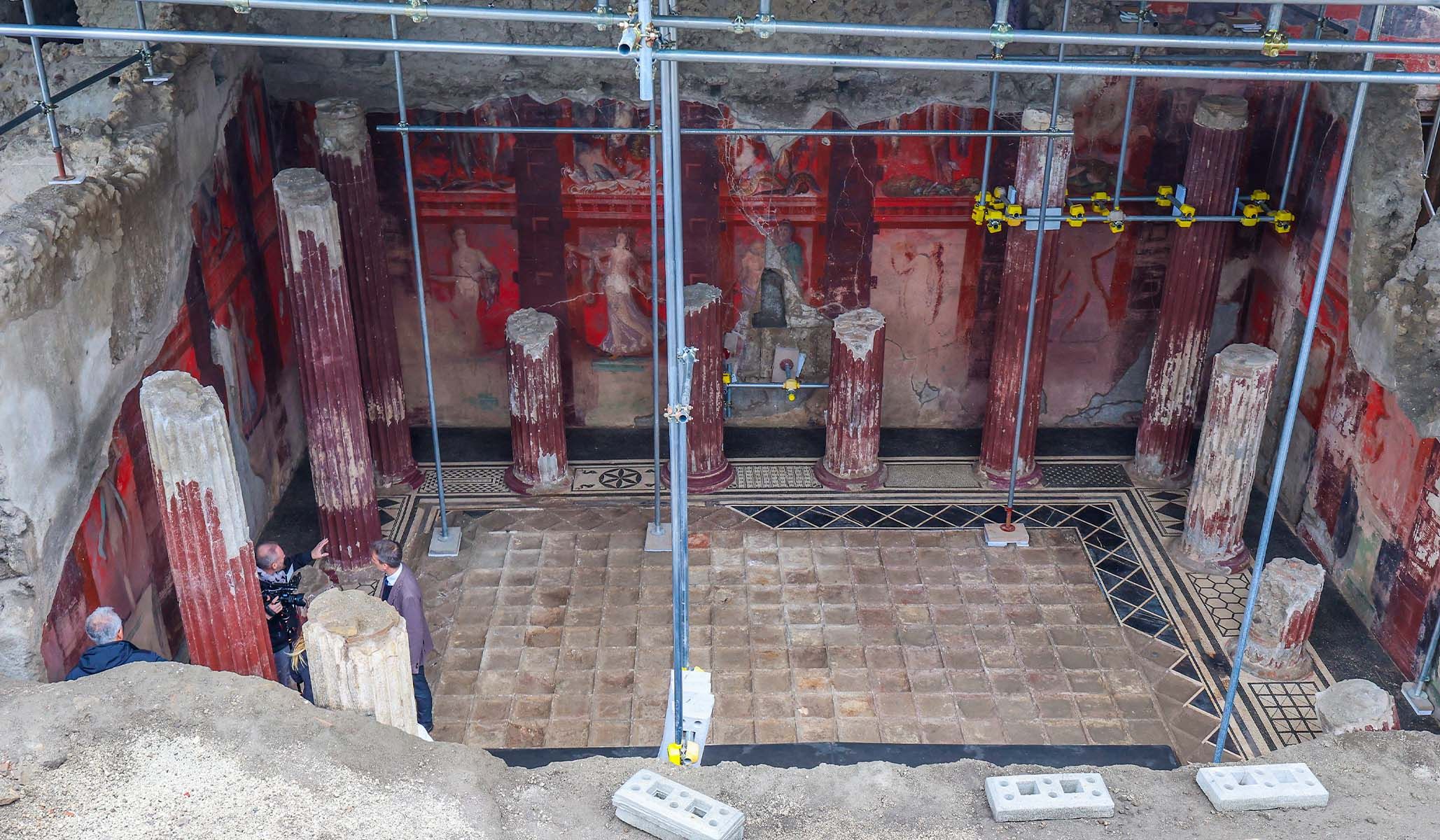 Part of a newly discovered private home spa in Pompeii, buried under ash since 79 A.D.